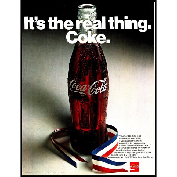 1971 Coca Cola Coke Vintage Print Ad Bottle Red White Blue Ribbon Wall Art - Picture 1 of 1